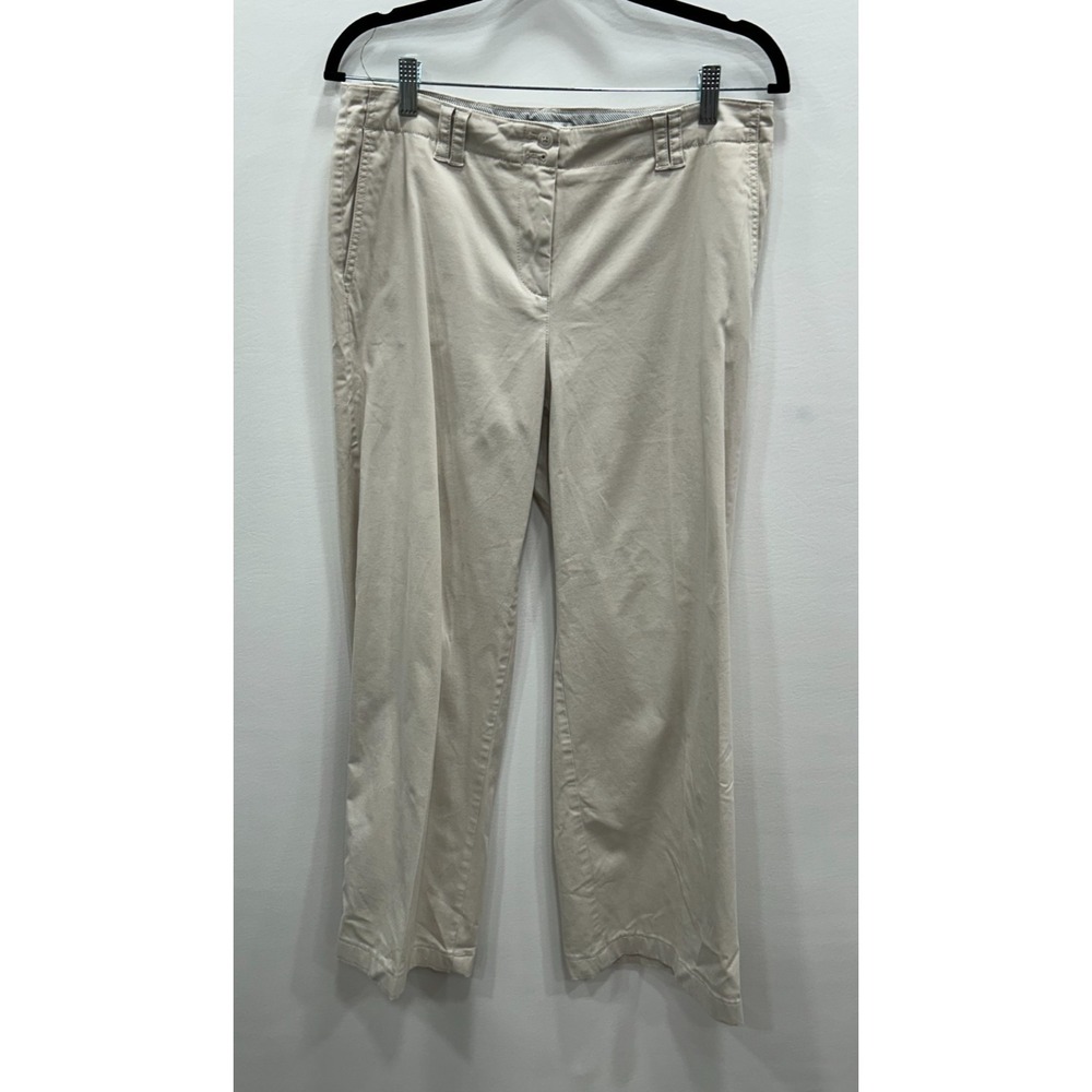 J. Jill Pants Womens 10 Tan Cotton Straight Leg Live In Chino Stretch Flat Front